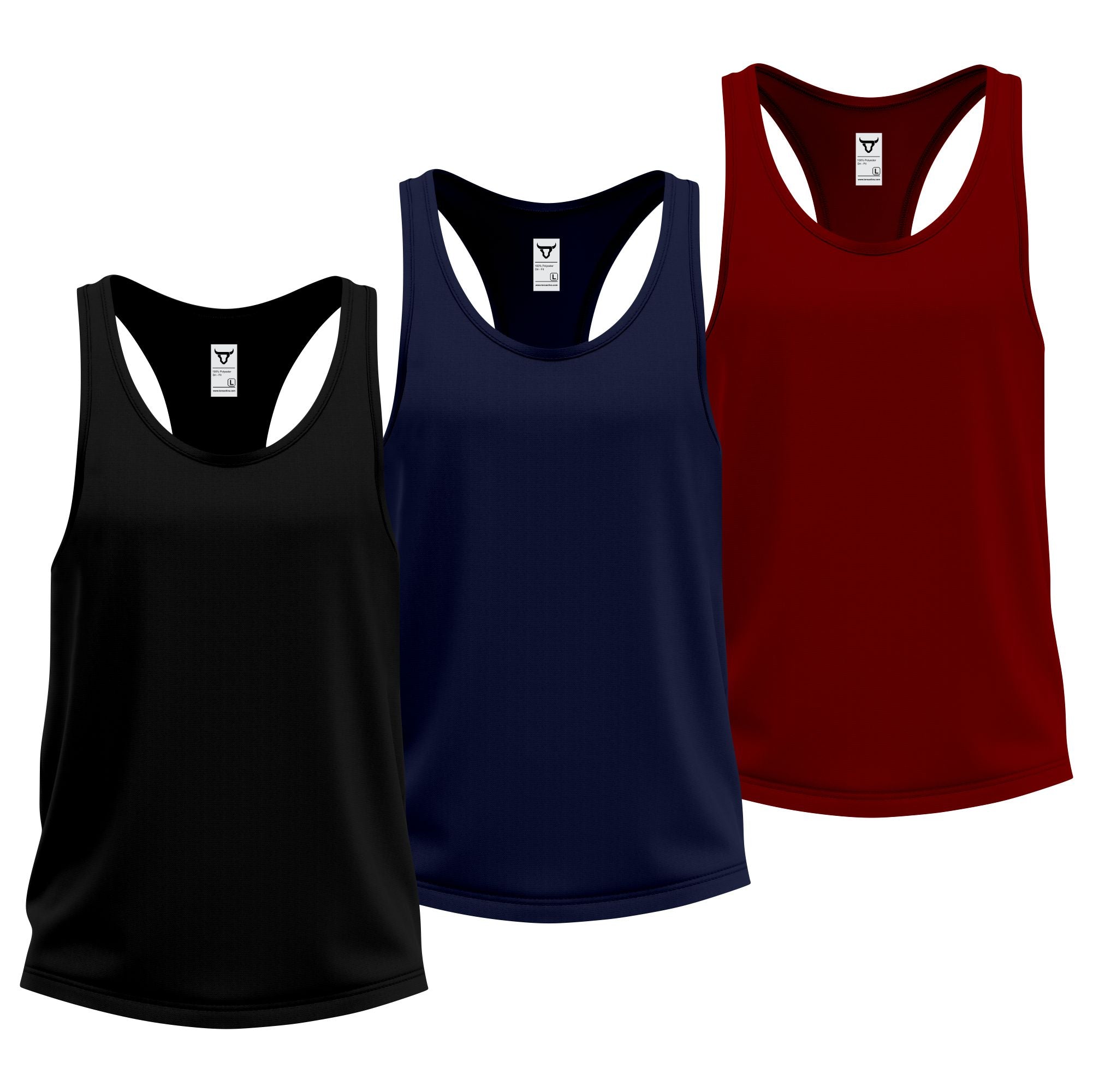 Toro Activa Swiftly Racerback Tank Top - 3 Colour Set Maroon Black Blue TORO ACTIVA