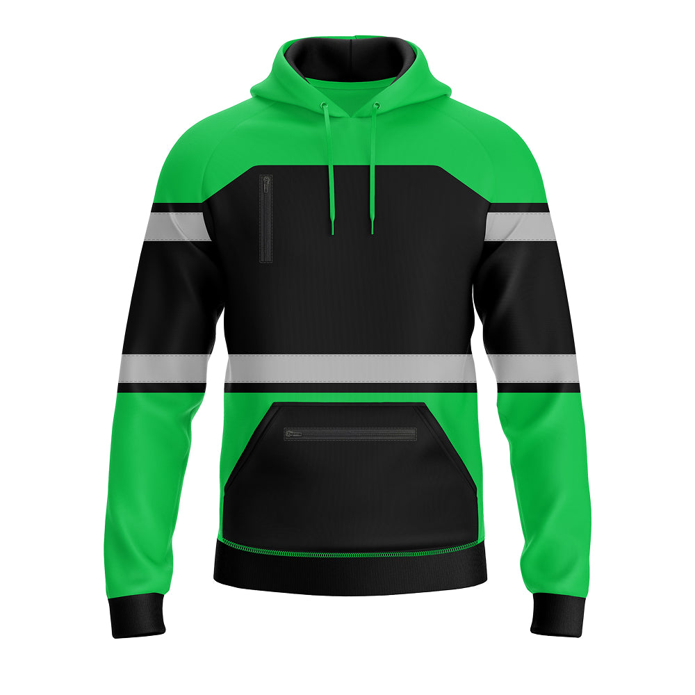 Hi-Vis Work Hoodie 2003 | Fleece Workwear Pullover Green Black TORO ACTIVA