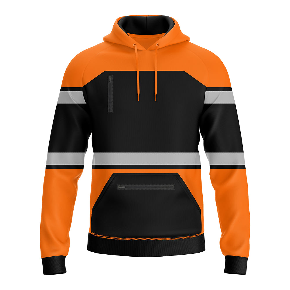 Hi-Vis Work Hoodie 2003 | Fleece Workwear Pullover Orange Black TORO ACTIVA