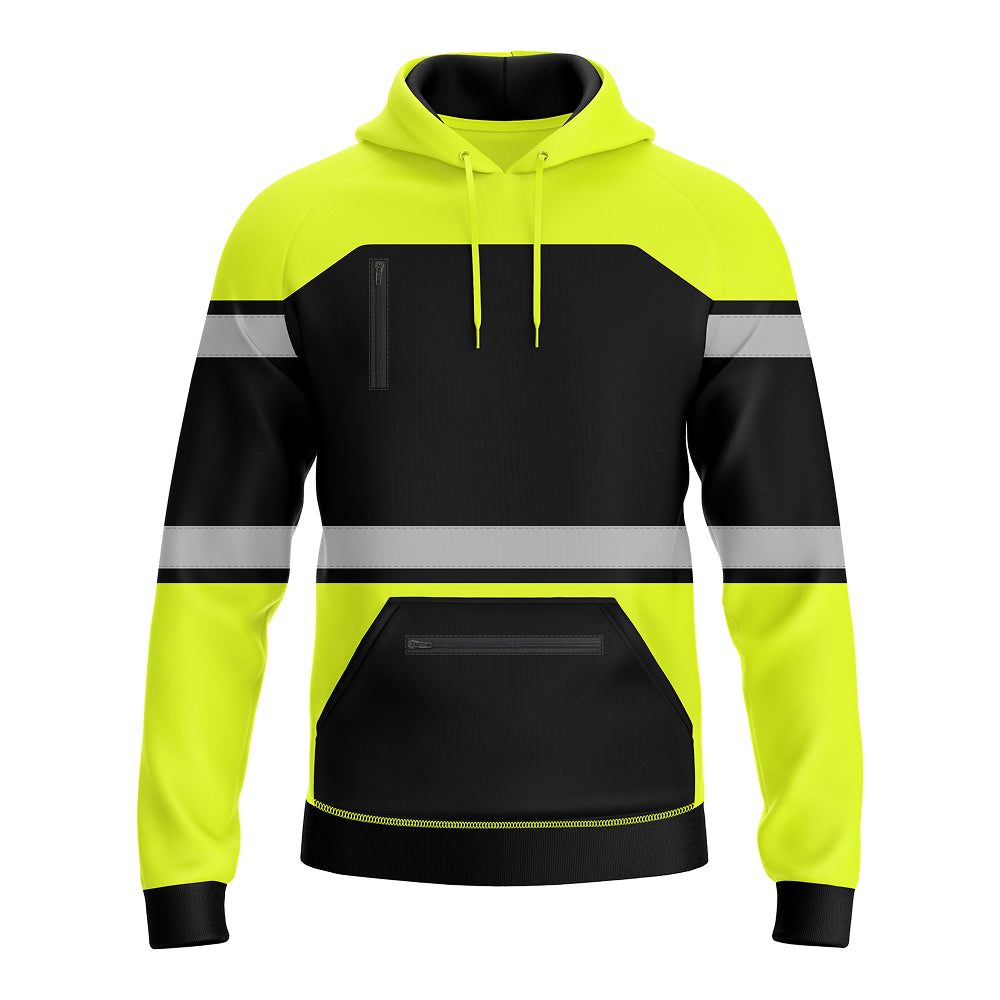 Hi-Vis Work Hoodie 2003 | Fleece Workwear Pullover Yellow Black TORO ACTIVA