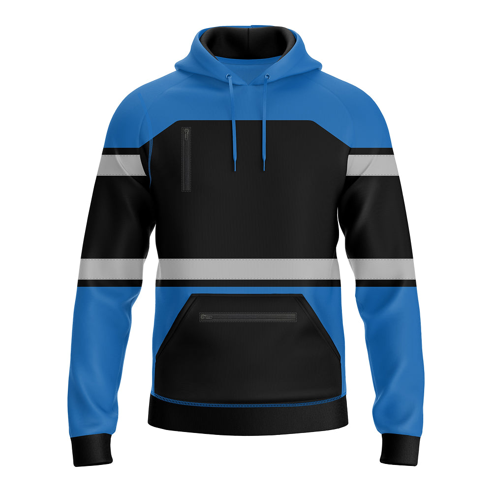 Hi-Vis Work Hoodie 2003 | Fleece Workwear Pullover Blue Black TORO ACTIVA