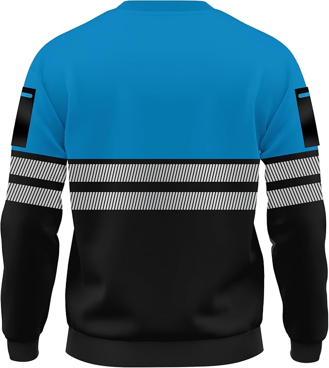 Hi-Vis Pullover Zipped Pockets Crew Neck Sweatshirt - Black/Blue - fabric detail