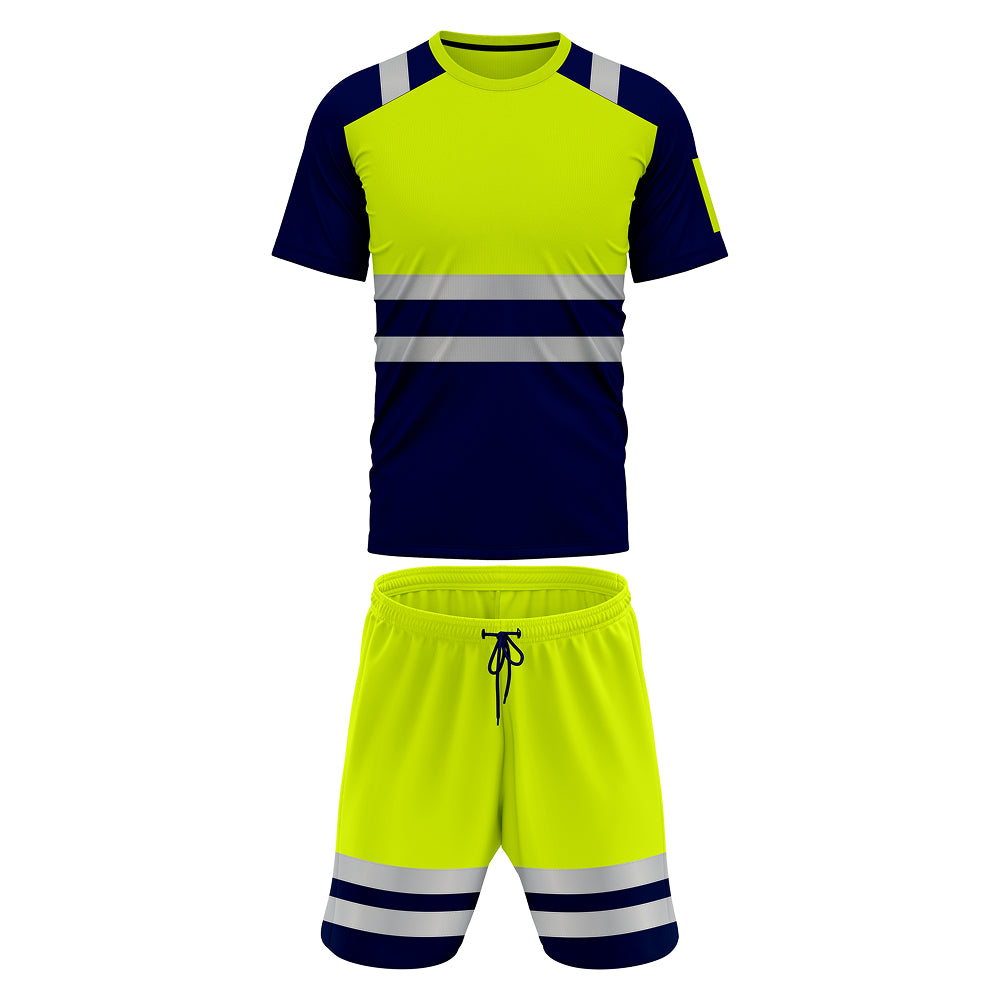 Toro Activa Hi-Vis Tracksuit / Tshirt and Shorts Set SST-101 Yellow Navy TORO ACTIVA