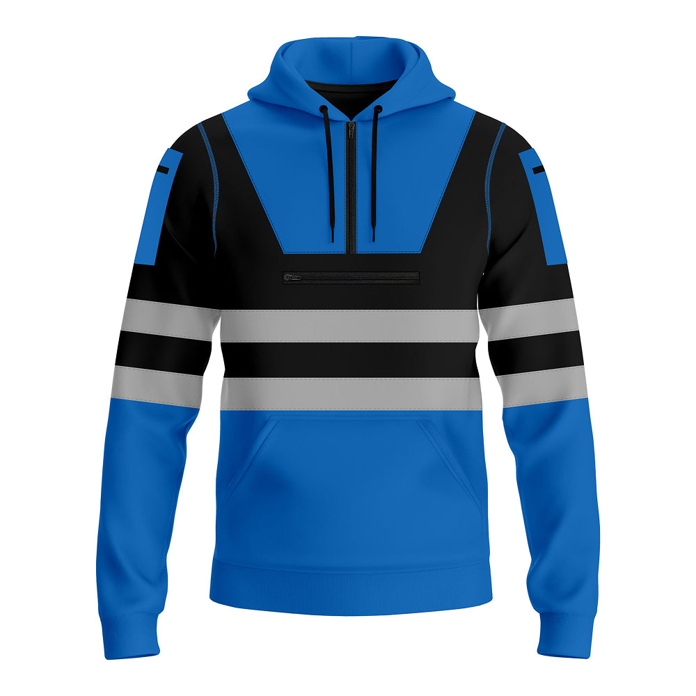 Hi-Vis Work Hoodie 6 | High Visibility Workwear Pullover Blue Black TORO ACTIVA