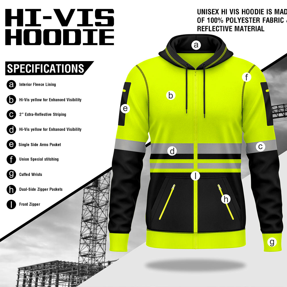Toro Activa Hi-Vis Fleece pullover zipper Hoodie 1015 TORO ACTIVA