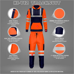 Toro Activa Hi-Vis Pullover Tracksuit - TS09 - Orange/Navy 2XL TORO ACTIVA