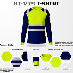 Toro Activa Hi-Vis Workwear TShirt TF101 Yellow Navy TORO ACTIVA