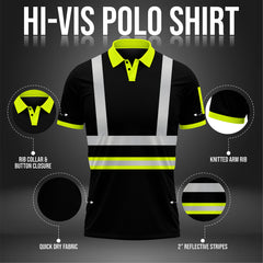 Yellow Hi Vis Polo Shirt P104 — EN ISO 20471 Class 2 Short Sleeve 2XL TORO ACTIVA