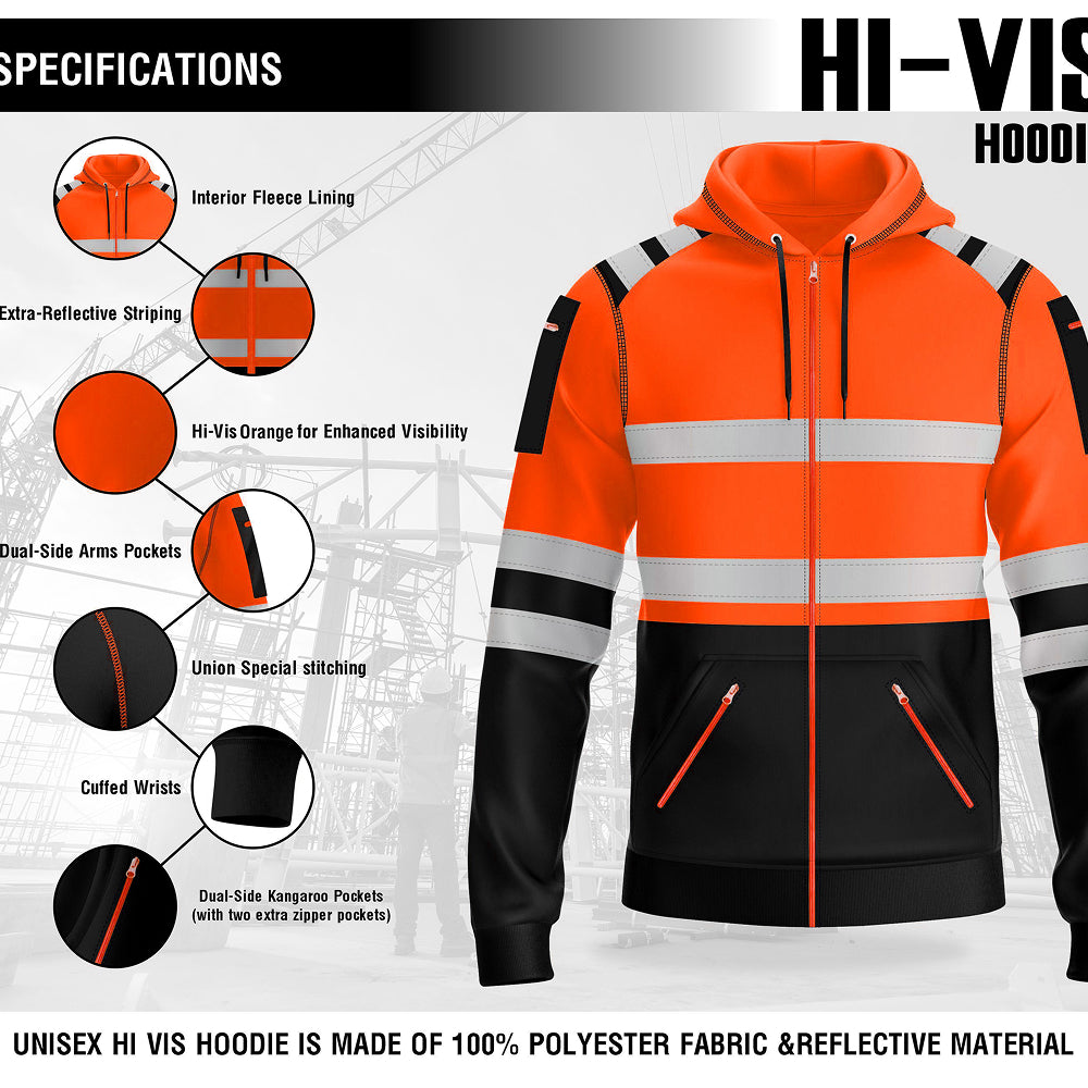 Toro Activa Pullover Fleece Hi-Vis Full Zip Hoodie 8 - Orange/Black TORO ACTIVA