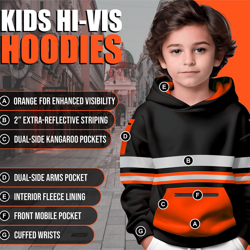 Toro Activa Hi-Vis Fleece Pullover Hoodie 1006 Kids - Orange/Black TORO ACTIVA