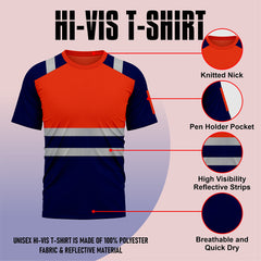 Toro Activa Hi-Vis Workwear TShirt T101 - Orange/Navy TORO ACTIVA