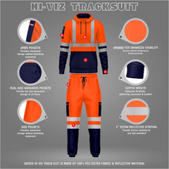 Toro Activa Hi-Vis Pullover Tracksuit - TS06 - Orange/Navy 2XL TORO ACTIVA
