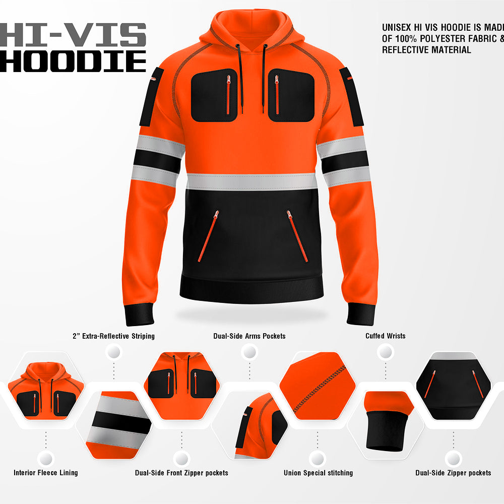 Toro activa Essential Hi-Vis Fleece Hoodie 2 - Orange/Black TORO ACTIVA