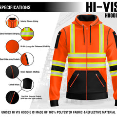 Toro Activa Hi-Vis Fleece Workwear Hoodie 11 - Orange/Black 2XL TORO ACTIVA