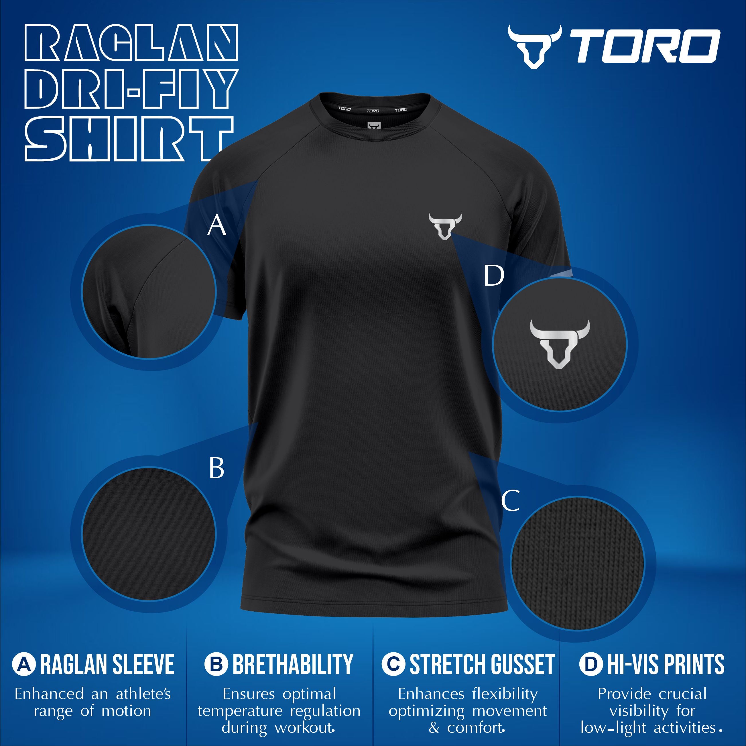 Toro Activa Performance Shirt - Black/Navy/Olive - Pack of 3 TORO ACTIVA