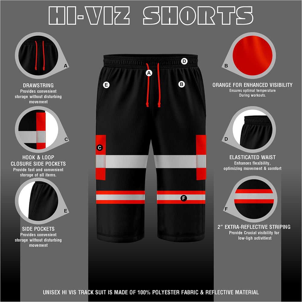 Toro Activa Hi-Vis Fleece Shorts SH104 - Black/Orange TORO ACTIVA