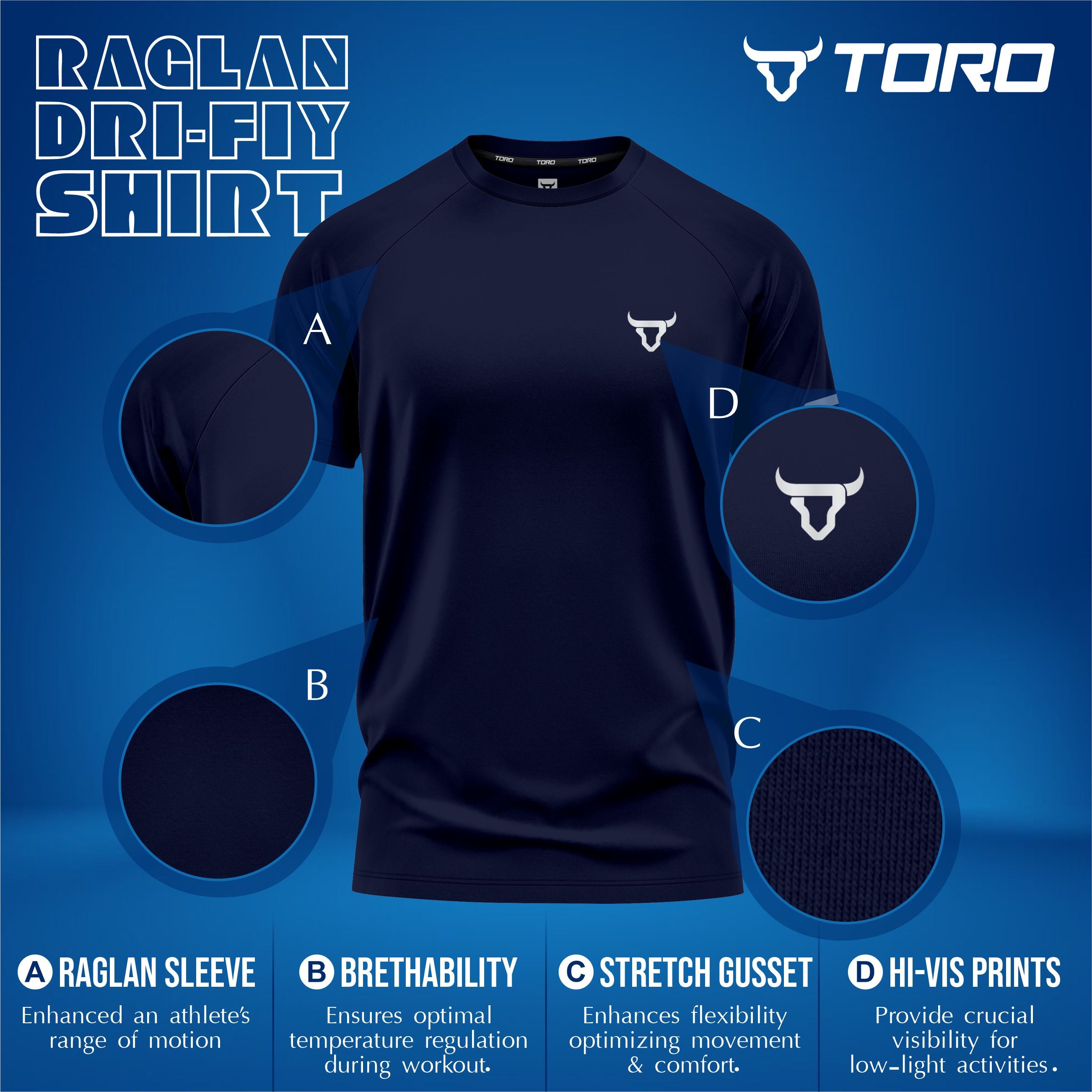Toro Activa Performance Shirt - Black/Navy/Olive - Pack of 3 TORO ACTIVA