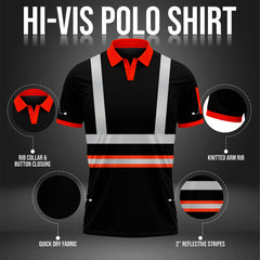 Hi Vis Polo Shirt P104 — Yellow or Orange Orange Black TORO ACTIVA