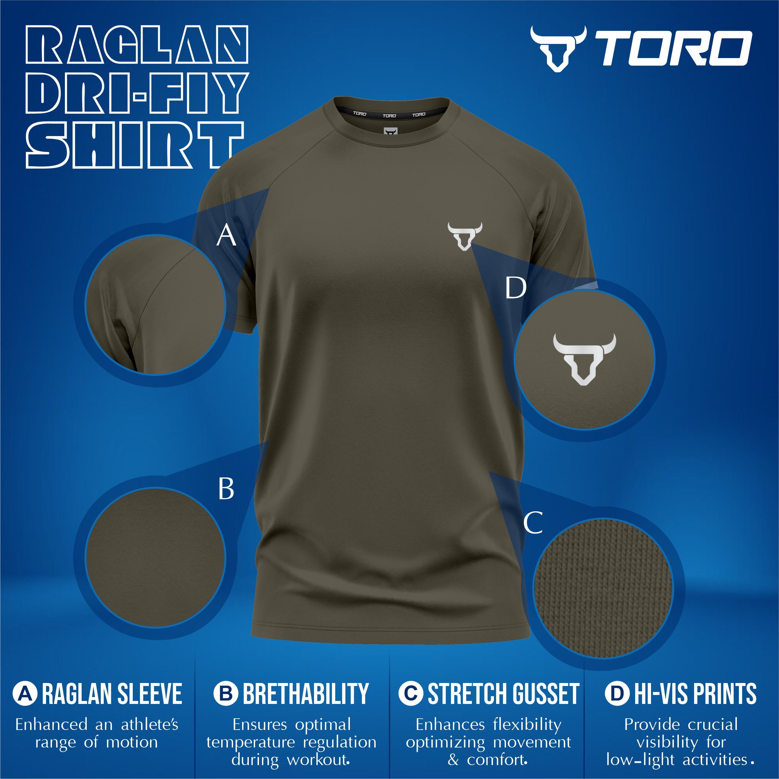 Toro Activa Performance Shirt - Red/Black/Olive - Pack of 3 TORO ACTIVA