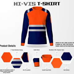 Toro Activa Hi-Vis Workwear TShirt TF101 Orange Navy TORO ACTIVA