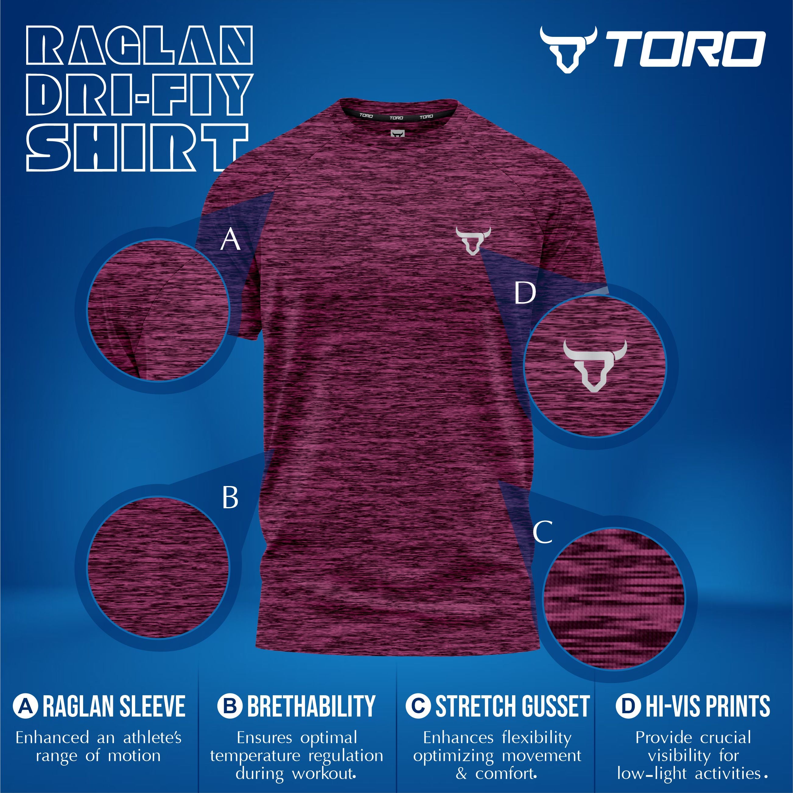 Toro Activa Performance Shirt - Grey/Red/Teal - Pack of 3 TORO ACTIVA