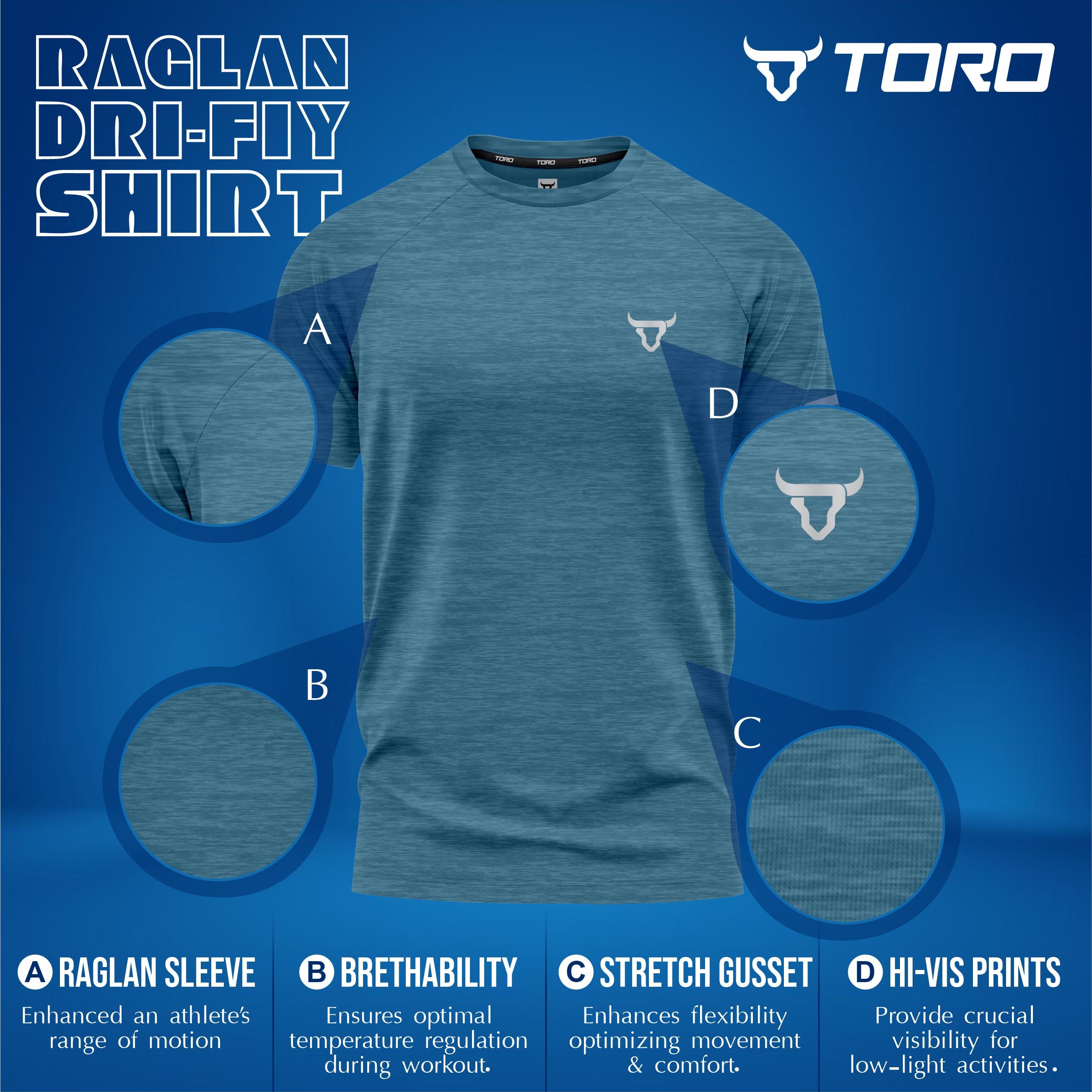 Toro Activa Performance Shirt - Grey/Red/Teal - Pack of 3 TORO ACTIVA