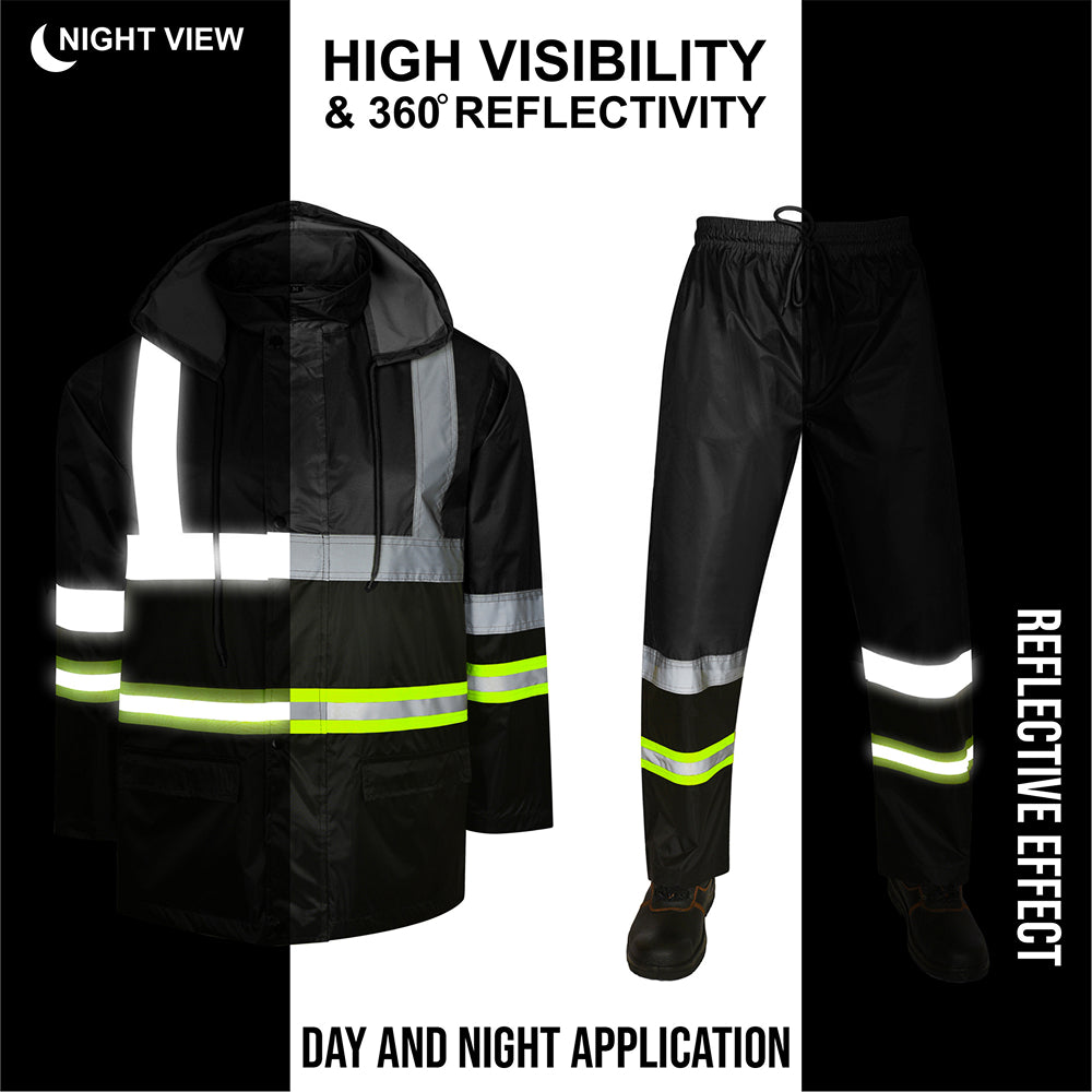 Toro Activa Lightweight Hi-Vis Rainsuit - RS104 Black/Yellow TORO ACTIVA