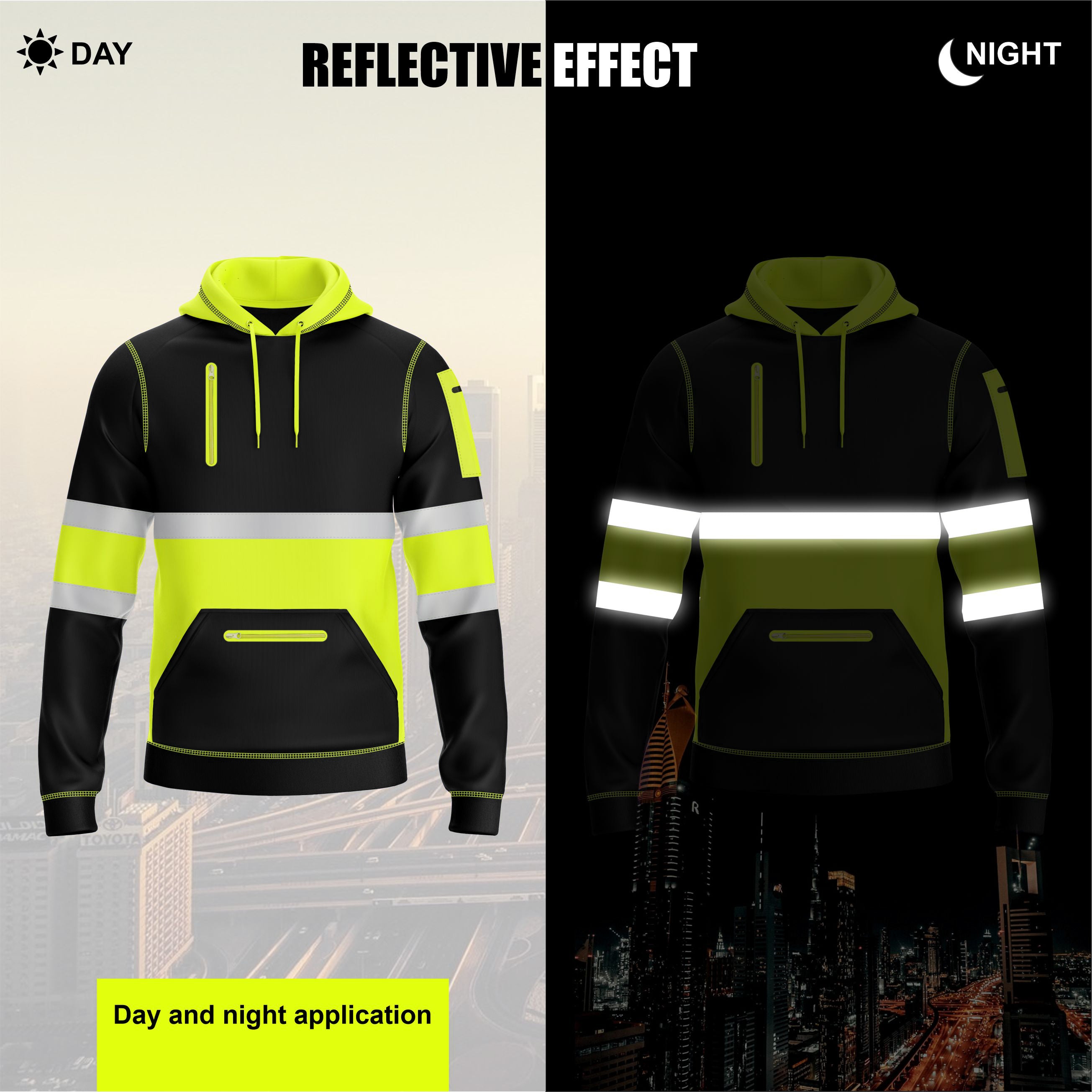 Hi-Vis Work Hoodie 1001 | Fleece Workwear Pullover TORO ACTIVA