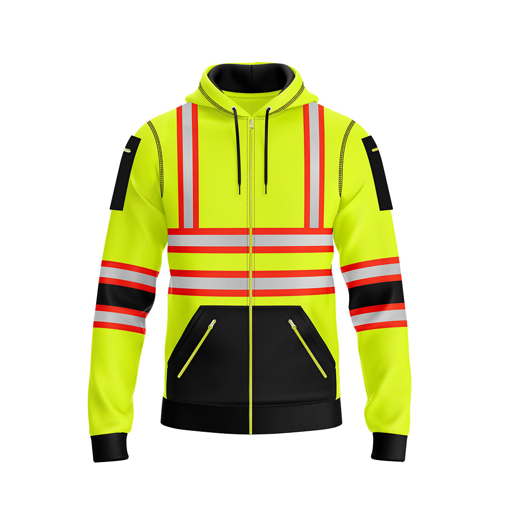 Toro Activa Hi-Vis Fleece Full Zip Workwear Hoodie 11 Yellow Black TORO ACTIVA