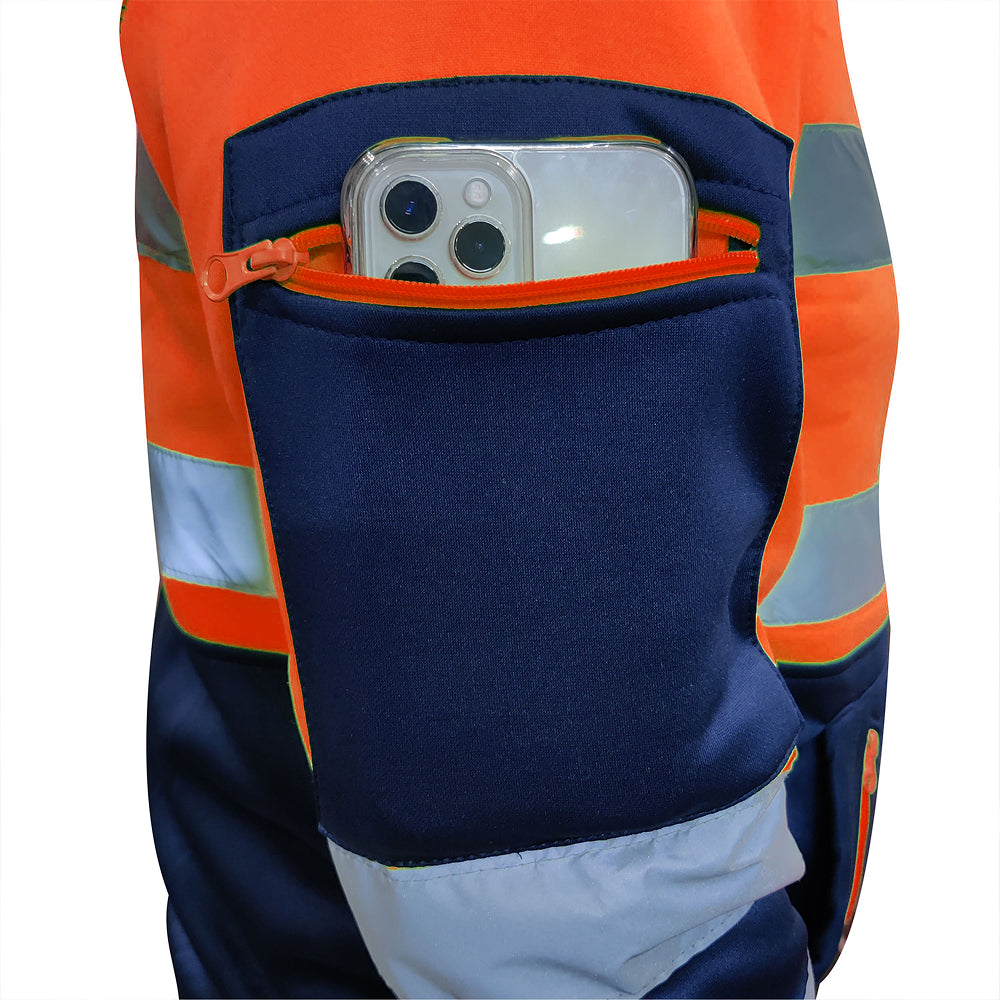 Toro Activa Hi-Vis Fleece Workwear Hoodie 3 - Orange/Navy TORO ACTIVA