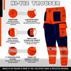 Toro Activa Workwear Fleece Joggers TR107 Orange Navy TORO ACTIVA