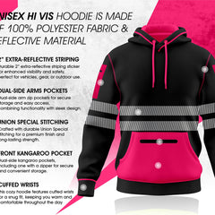 Toro Activa Hi-Vis Workwear Fleece Pullover Hoodie W1006 Pink Black TORO ACTIVA