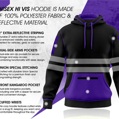 Toro Activa Hi-Vis Workwear Fleece Pullover Hoodie W1006 Purple Black TORO ACTIVA