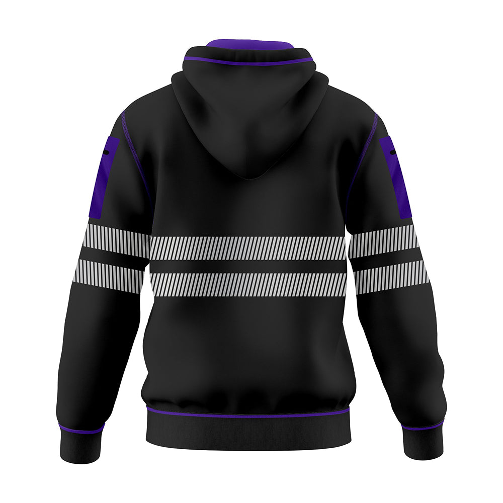 Hi-Vis Workwear ESSENTIAL Fleece Pullover Hoodie W1006 - Black/Purple TORO ACTIVA