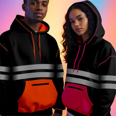 Toro Activa Hi-Vis Workwear Fleece Pullover Hoodie W1006 Pink Black TORO ACTIVA