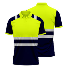 Yellow Navy Hi Vis Short Sleeve Polo Shirt P101 — Two-Tone 2XL TORO ACTIVA