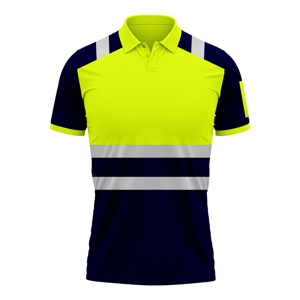 High Visibility Short Sleeve Polo Shirt P101 - Yellow/Navy 2XL TORO ACTIVA