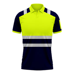 Yellow Navy Hi Vis Polo Shirt P101 — Two-Tone Short Sleeve Class 2 Yellow Navy TORO ACTIVA