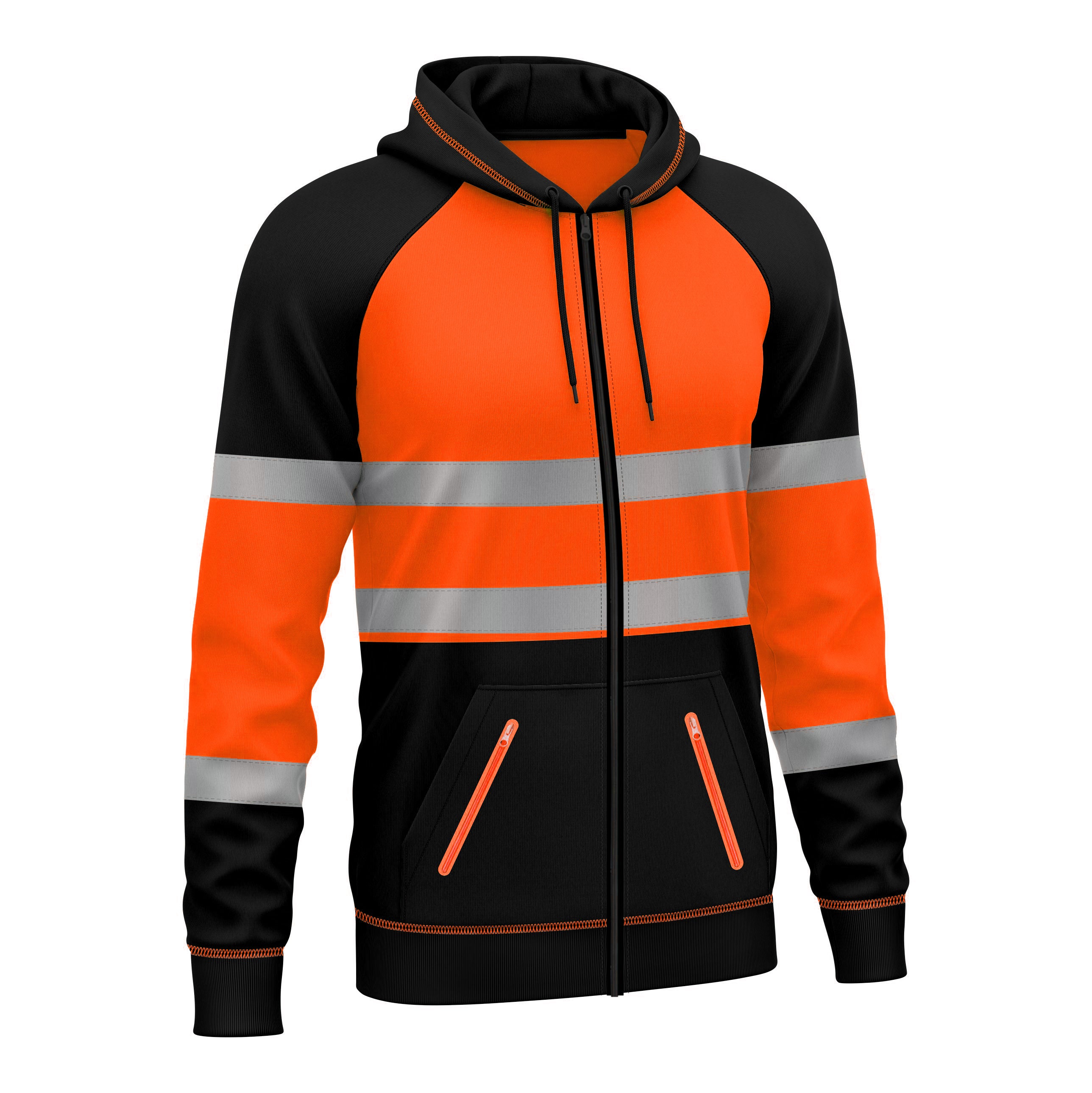 Toro Activa Hi-Vis Fleece Zipper Pullover Hoodie 1002 - Orange/Black TORO ACTIVA