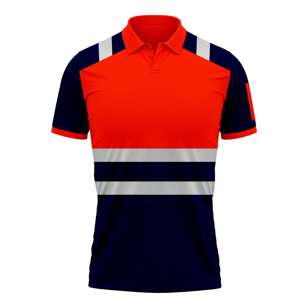 Toro Activa High Visibility Safety Work Wear Short Sleeve Polo Shirt P101 Orange Navy TORO ACTIVA