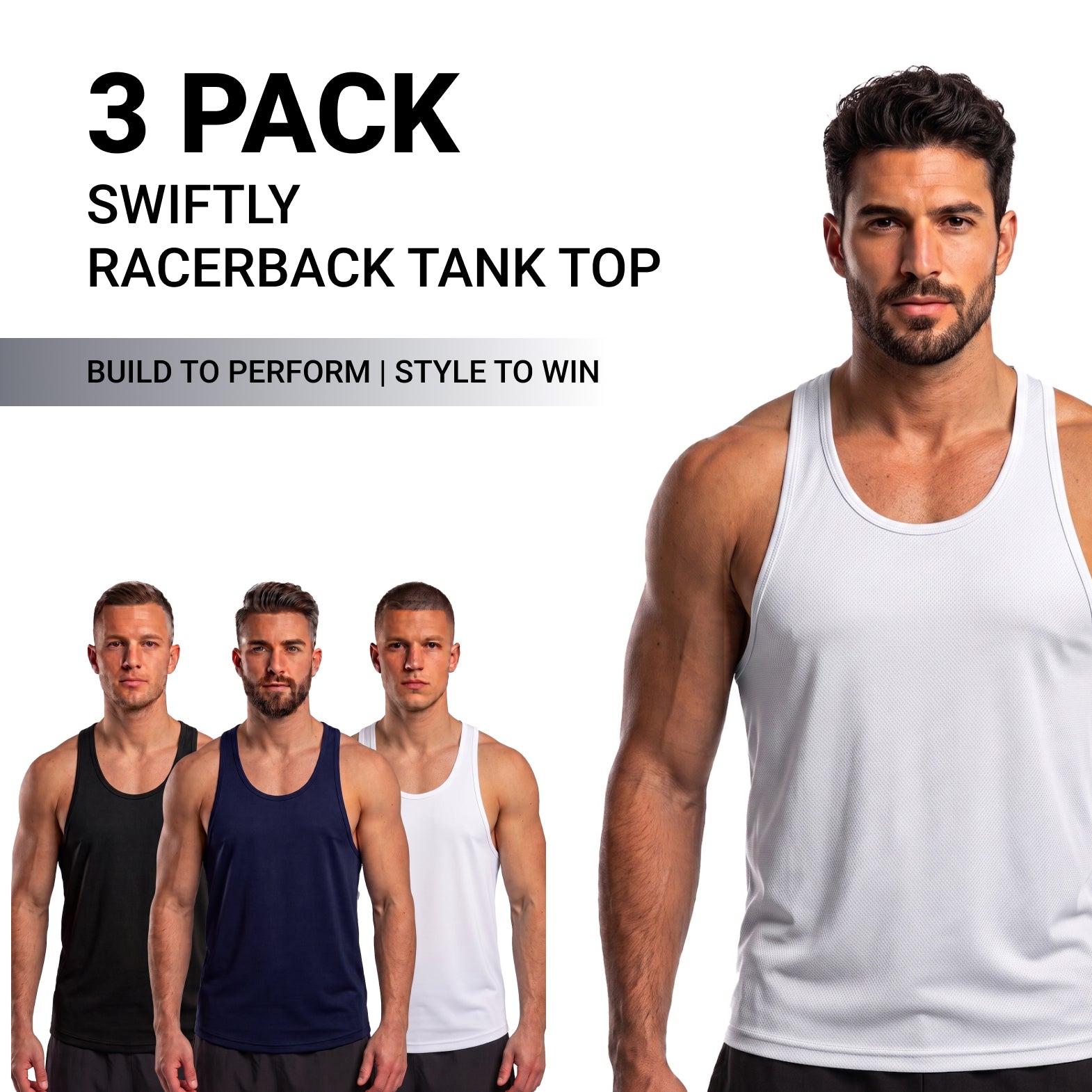 Toro Activa Swiftly Racerback Tank Top - 3 Colour Set Black Navy White TORO ACTIVA