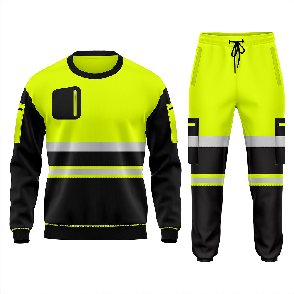 Toro Activa Essential Hi-Vis Fleece Pullover Tracksuit - TS103 Yellow Black TORO ACTIVA
