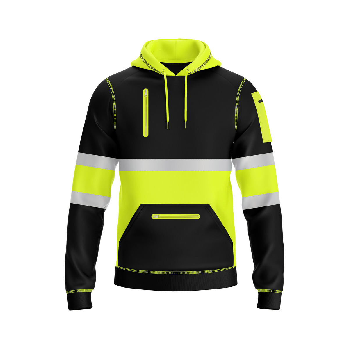 Hi-Vis Work Hoodie 1001 | Fleece Workwear Pullover Yellow Black TORO ACTIVA