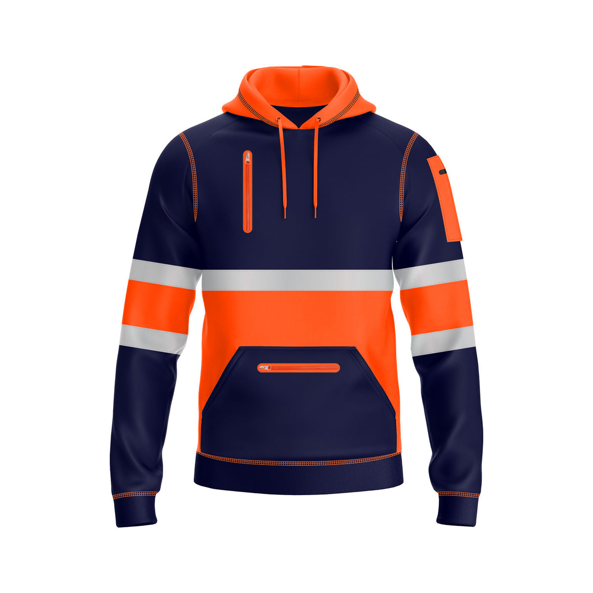 Hi-Vis Work Hoodie 1001 - Orange/Navy | Fleece Workwear 2XL TORO ACTIVA