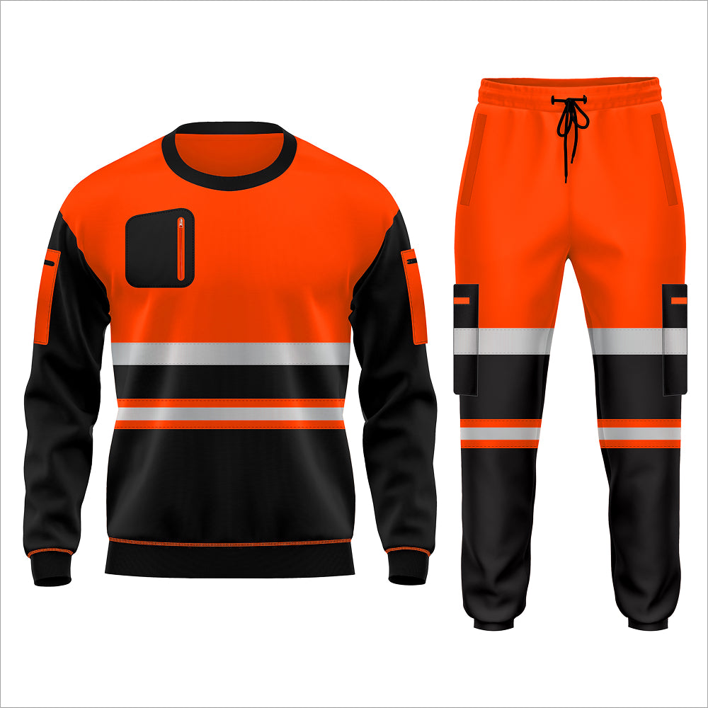 Toro Activa Essential Hi-Vis Fleece Pullover Tracksuit - TS103 Orange Black TORO ACTIVA