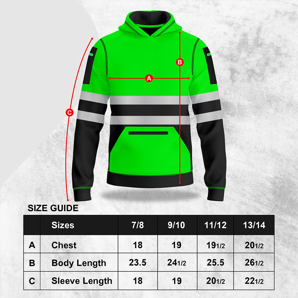 Toro Activa Hi-Vis Fleece Pullover Hoodie 1006 Kids - Green/Black TORO ACTIVA