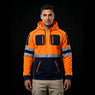 Hi-Vis Fleece Hoodie – Reflective Full-Zip Workwear (S–5XL) Orange Navy TORO ACTIVA