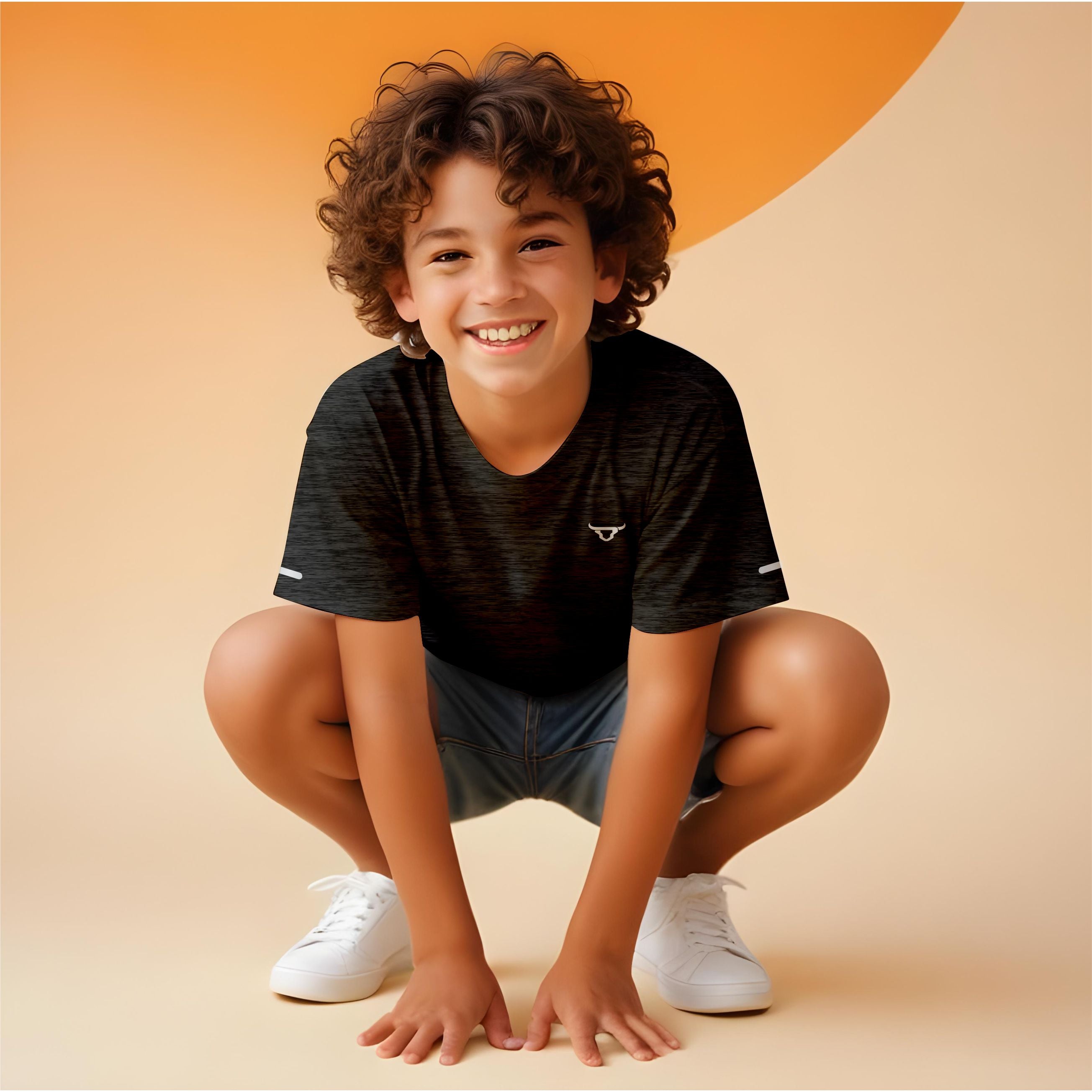 Toro Activa Youth Melange Performance Tee 3-Pack - Black - front view