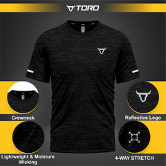 Toro Activa Youth Melange Performance Tee 3-Pack - Black - fabric detail