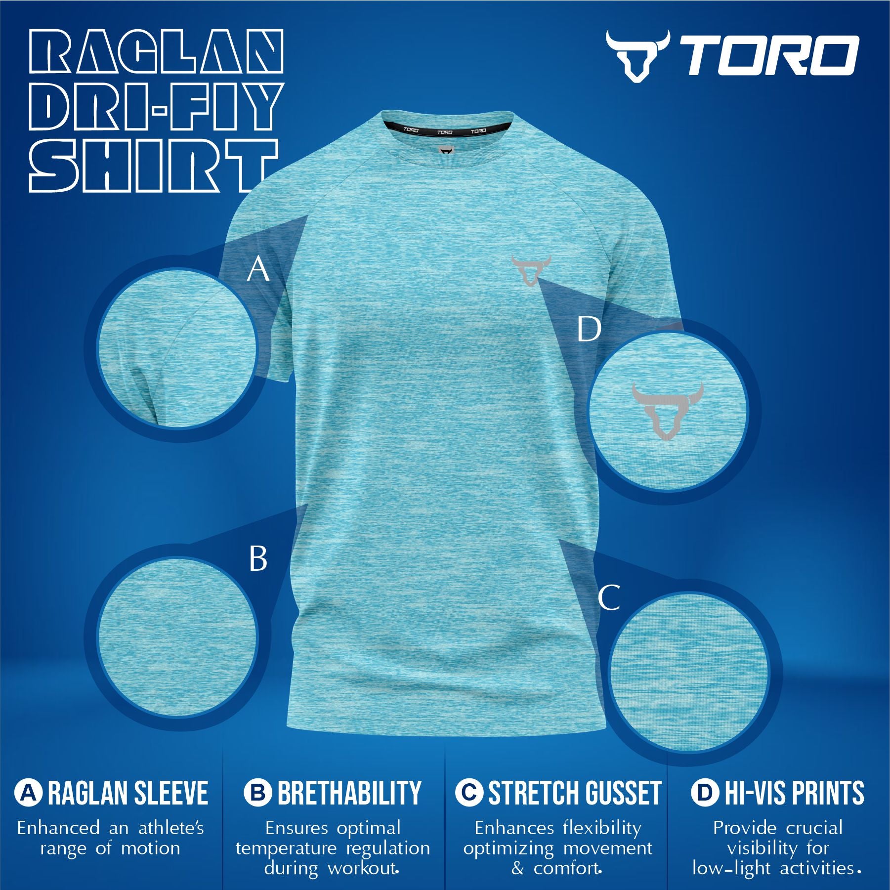 Toro Activa Performance Shirt - Orange/Blue/Yellow - Pack of 3 TORO ACTIVA